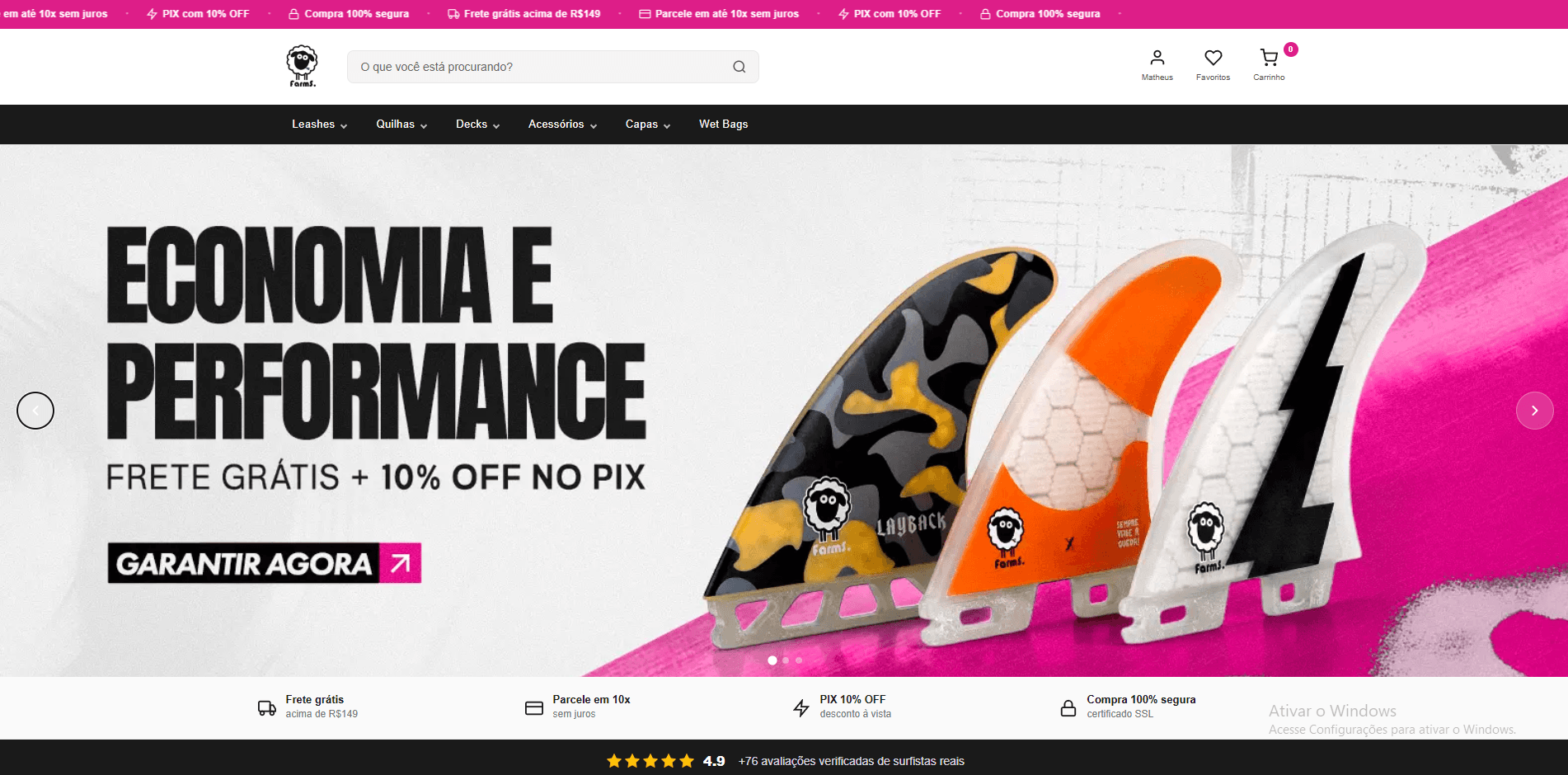 Site Farms Surf feito pela 2U