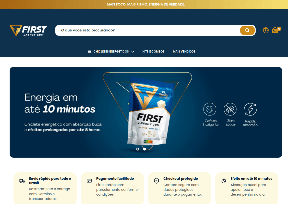 Site First Energy Gum feito pela 2U
