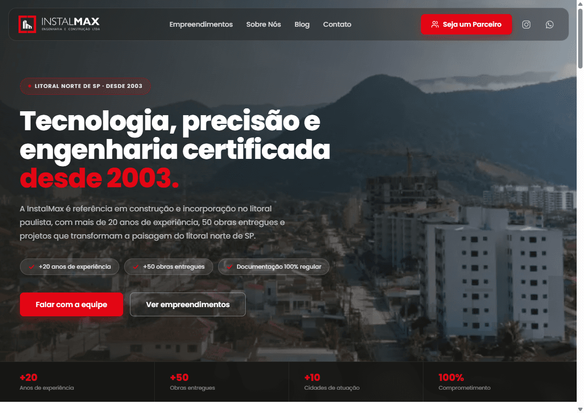 Site Instalmax feito pela 2U